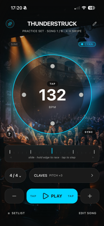 Drum-Nome player with the Stage Glow ring visualizer